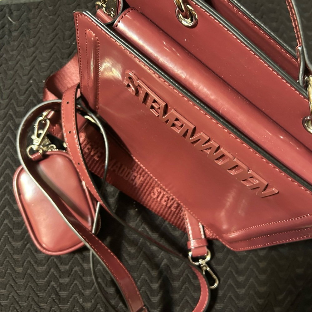 Steve Madden Shiny Burgundy Crossbody Bag
